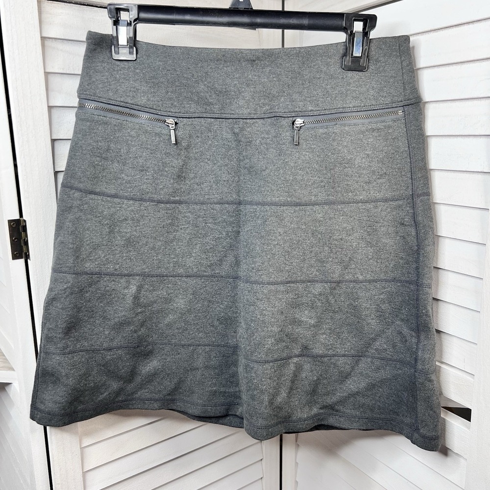 Athleta Women's Strata A-line Skirt Gray Stretch Ponte Pockets Zip Sz Small EUC‎